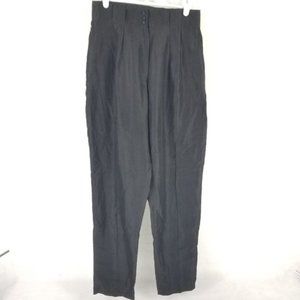 Vintage Aphrodite Black Silk Tapered High Rise Pants Size Small